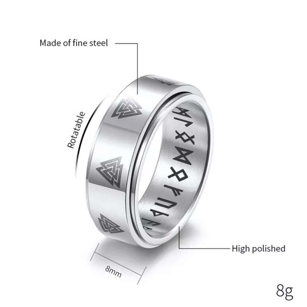 Rotatable Silver Triangle Stainless Steel Ring for women party Jewelry size 10